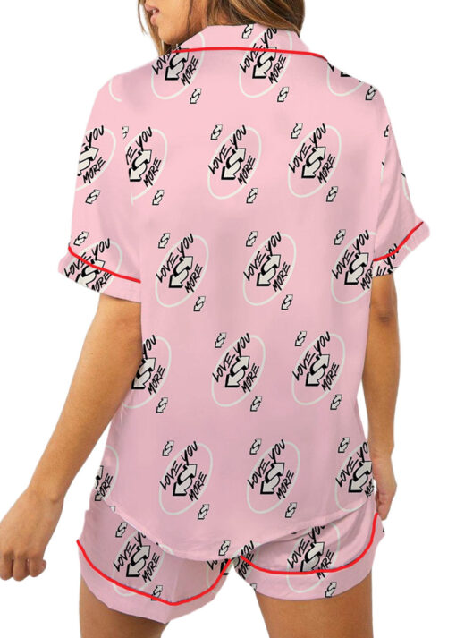 Love You More Pink Color Satin Pajama Set For Women