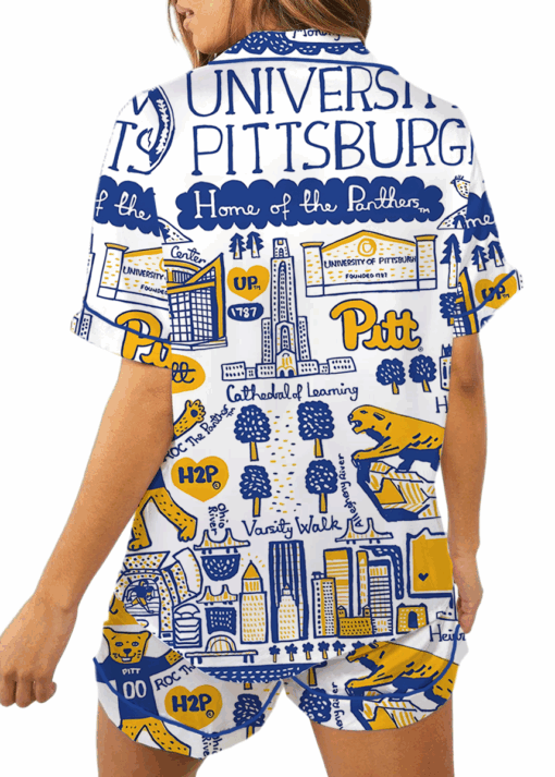 University Of Pittsburgh Satin Pajama Set For Women - Image 5