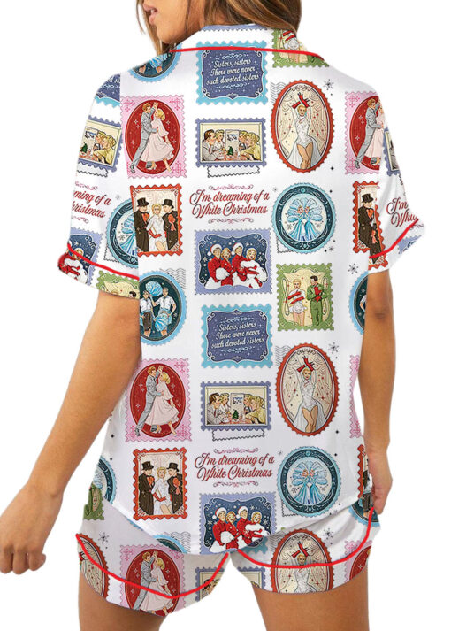 White Christmas Women's Satin Pajama Set For Women