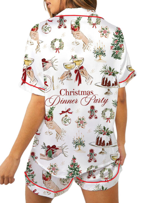Christmas Dinner Party Satin Pajamas Set For Women