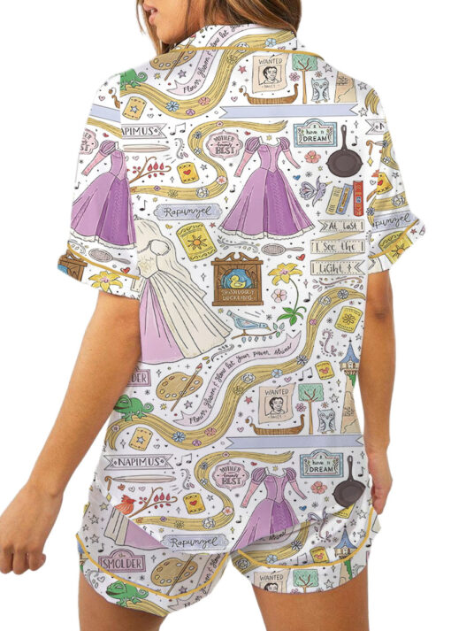 Women’s Rapunzel Princess Satin Pajama Set, White Color, US Size S-5XL - Image 7