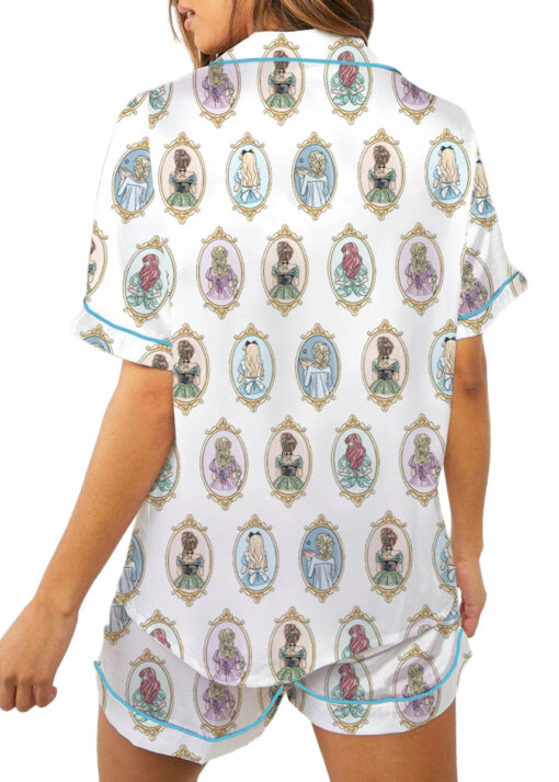 Women’s Princesses Mirror Back View Iron Satin Pajamas Set For Women, White Color, US Size S-5XL - Image 5