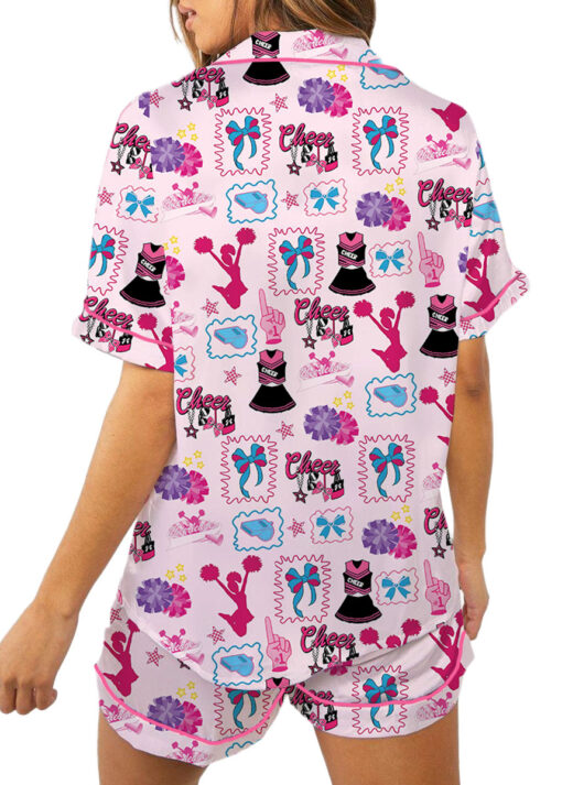 Coquette Cheer Silky Satin Pajama Set For Women