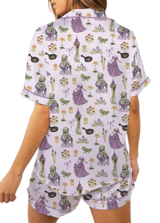 Women's Princesses Back View Pajamas Set For Women, Pastel Lilac Pink Color, US Size S-5XL - Image 5