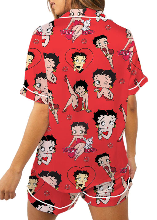 Women’s Betty Boop Satin Pajama Set, White And Red Color, US Size S-5XL - Image 20