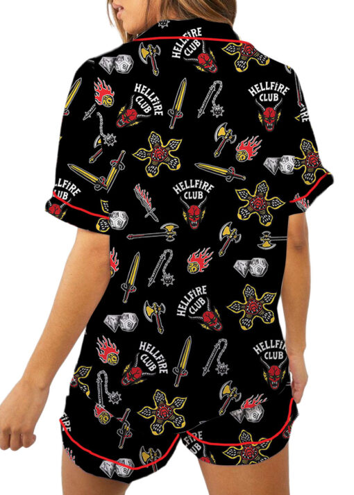 Stranger Things Hellfire Club Friends Don’t Lie Short Sleeve Satin Pajamas Set
