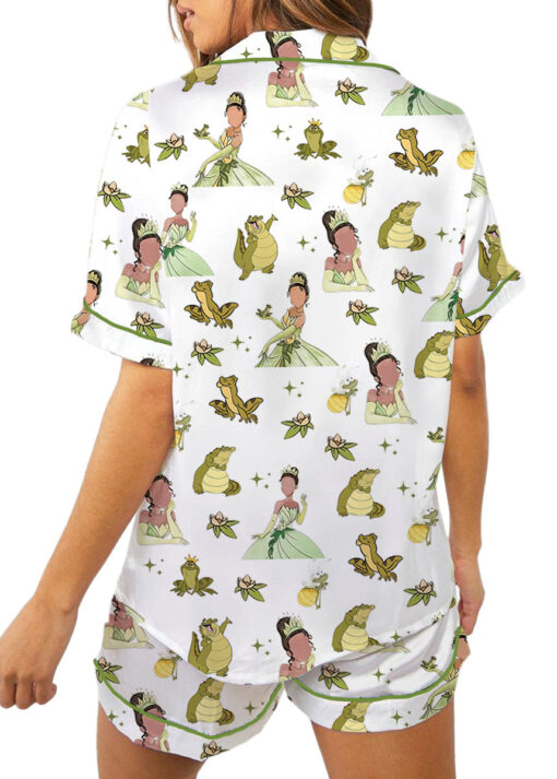 Women’s Tiana Princess Satin Pajama Set, White Color, US Size S-5XL - Image 8