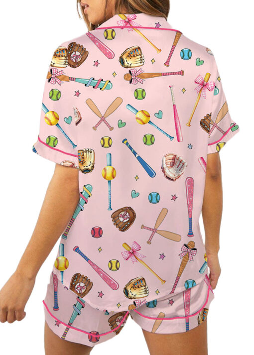Coquette Softball Satin Pajama Set For Women