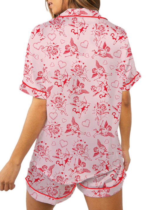 Romantic Valentine's Day Satin Pajamas Set For Women - Image 4