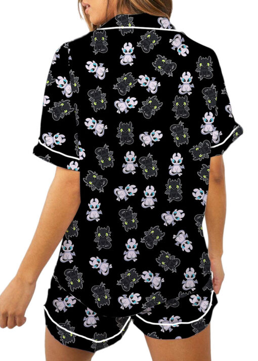Toothless And Light Fury Satin Pajamas Set For Women