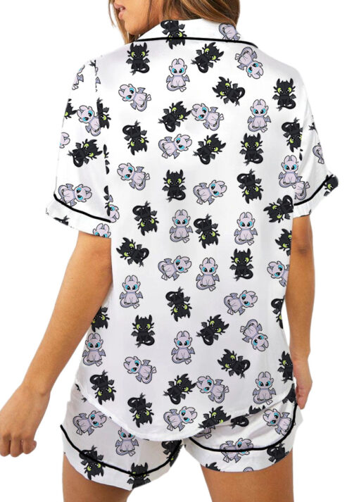 Toothless And Light Fury Satin Pajamas Set For Women