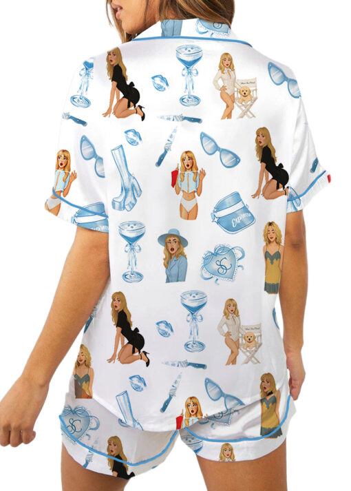 Women’s Espresso SC Satin Pajamas Set For Women, White Color, US Size S-5XL - Image 5