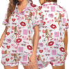 Espresso Music Album Satin Pajamas Set For Women