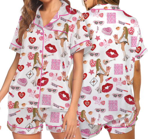 Espresso Music Album Satin Pajamas Set For Women