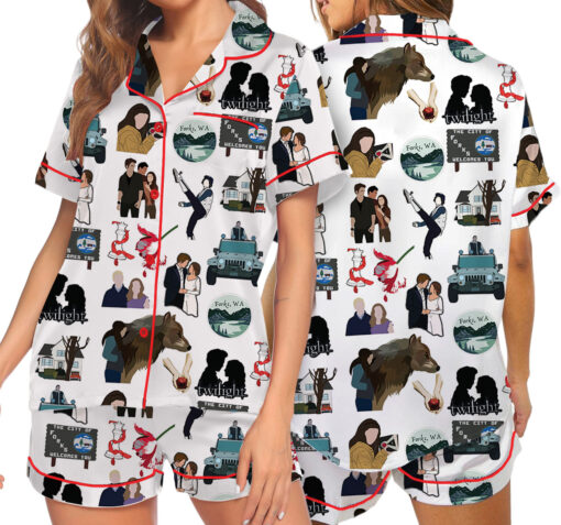 Twilight Inspired City Of Forks Satin Pajamas Set