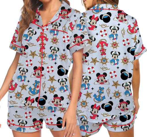 Disney Mickey Minnie Cruise Satin Pajamas Set For Women