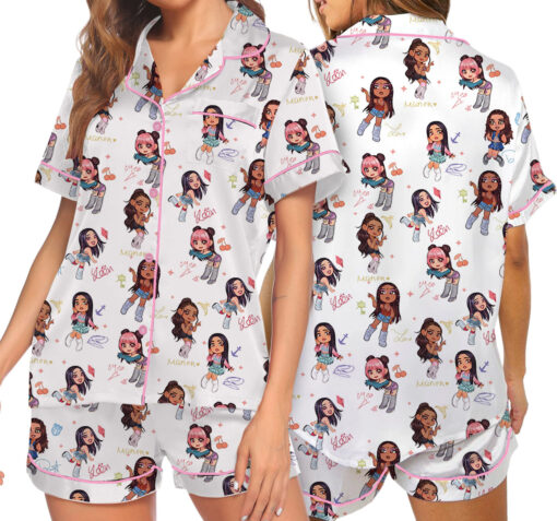 Chibi Katseye Beautiful Chaos World Tour Satin Pajamas Set For Women - Image 13