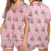 Love You More Pink Color Satin Pajama Set For Women