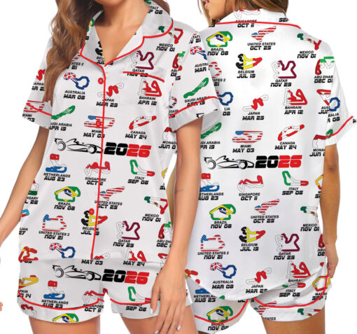 Formula One Racing F1 Satin Pajamas Set For Women
