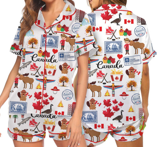 Women's Canada Travel Satin Pajamas Set For Women - Image 7