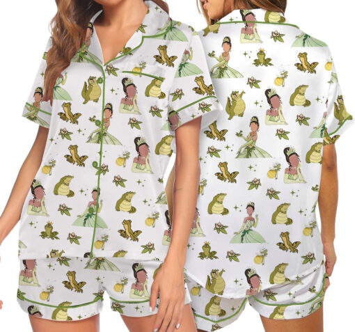 Women’s Tiana Princess Satin Pajama Set, White Color, US Size S-5XL - Image 6