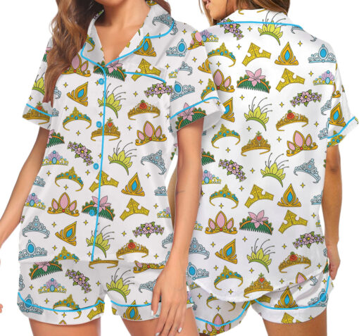 Women's Disney Princess Crown Pajamas Set For Women, White Color, US Size S-5XL - Image 3