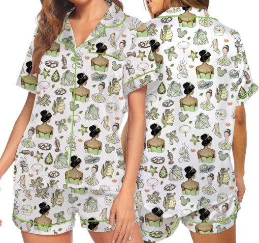 Women’s Princess And The Frog Pajamas Set For Women, White Color, US Size S-5XL - Image 6