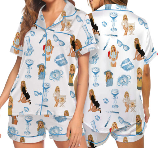 Women’s Espresso SC Satin Pajamas Set For Women, White Color, US Size S-5XL - Image 7