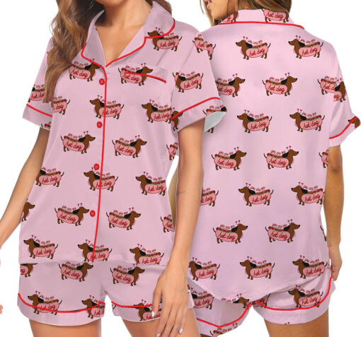 You Are One Hot Dog Satin Pajama Set For Women - Image 6