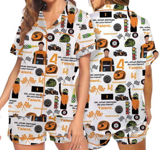 Formula 1 Racing Game Fans F1 Satin Pajamas Set For Women - Image 3