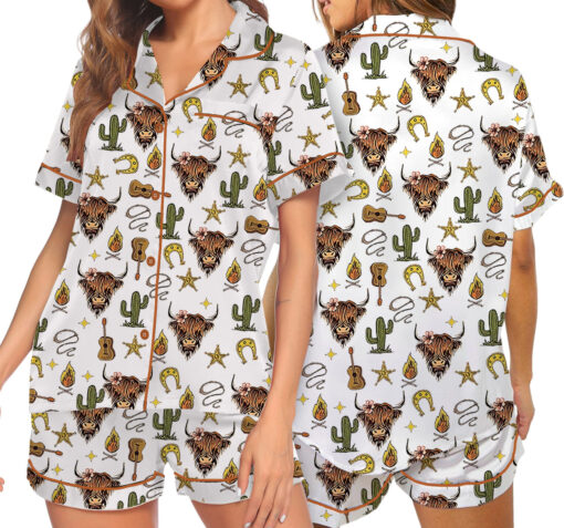 Women’s Rustic Americana Western Satin Pajama Set For Women