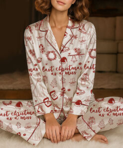 Women’s Christmas Bride To Be Last Christmas As A Miss Satin Pajama Set