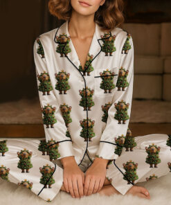 Cute Capybara Christmas Satin Pajamas Set For Women