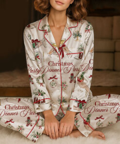 Christmas Dinner Party Satin Pajamas Set For Women