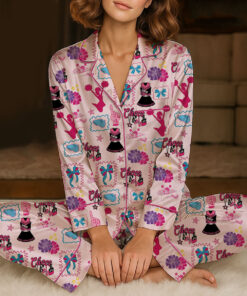 Coquette Cheer Silky Satin Pajama Set For Women