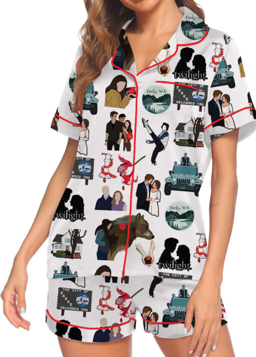 Twilight Inspired City Of Forks Satin Pajamas Set
