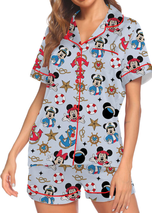Disney Mickey Minnie Cruise Satin Pajamas Set For Women