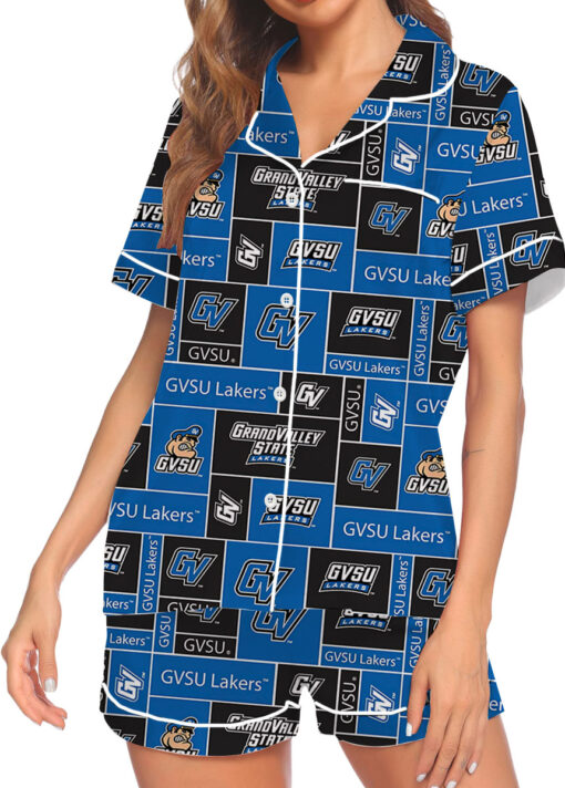 Valley State University Lakers GVSU College Royal Blue Satin Pajama Set For Women - Image 4