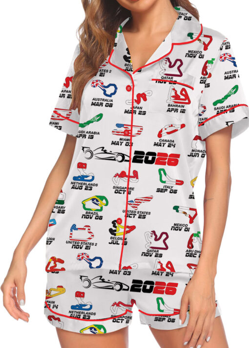 Formula One Racing F1 Satin Pajamas Set For Women