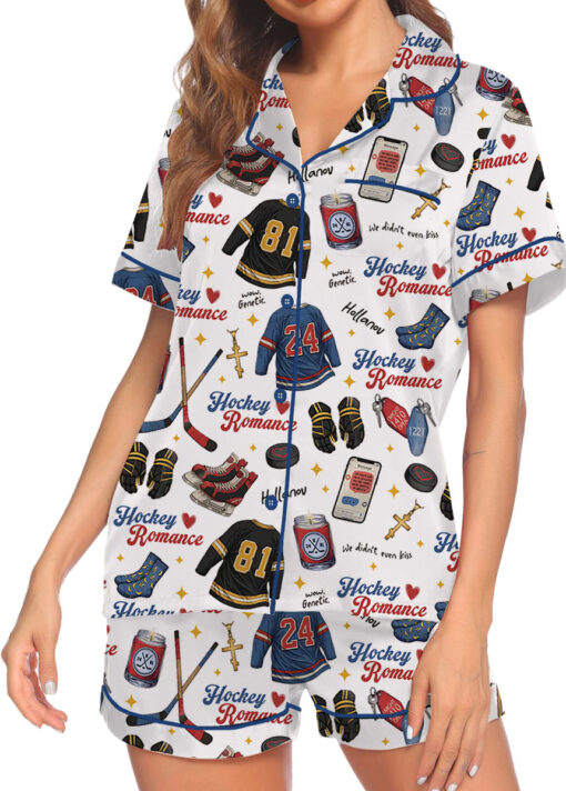 Hockey Romance Satin Pajamas Set For Women - Image 2