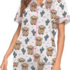 Women’s Western Cow Cactus Satin Pajama Set For Women