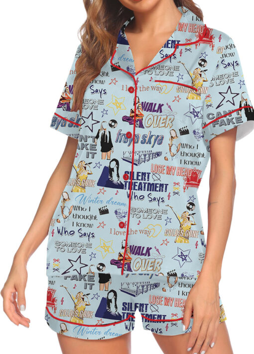 Aesthetic Star Satin Pajamas Set For Women - Image 17