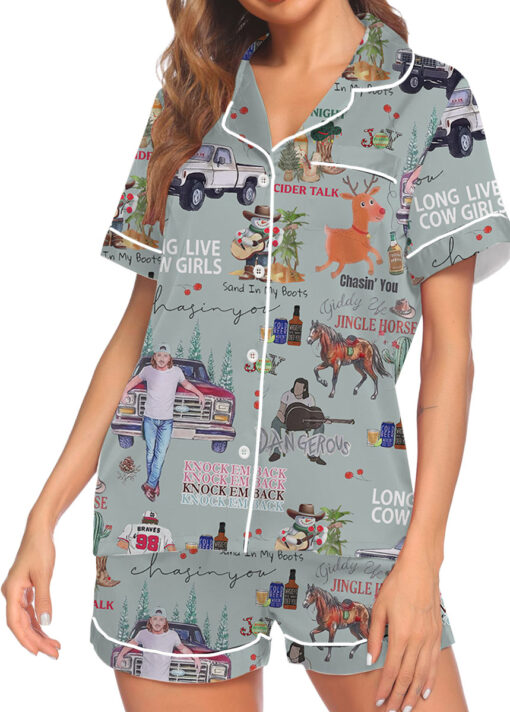 Morgan Wallen Long Live Cow Girls Satin Pajamas Set For Women - Image 3