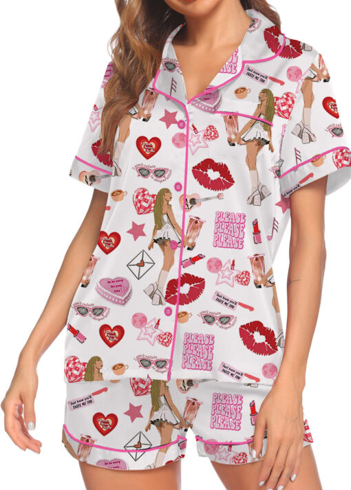 Espresso Music Album Satin Pajamas Set For Women