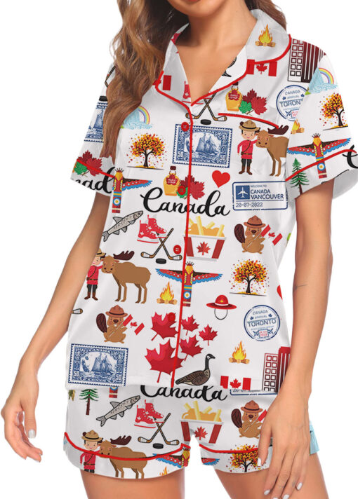 Women's Canada Travel Satin Pajamas Set For Women - Image 4
