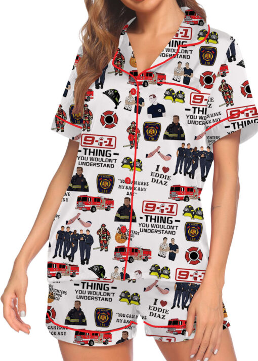 American TV Series Shirt 9-1-1 TV Show Satin Pajamas Set For Women