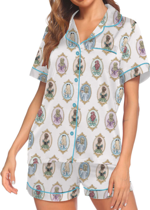 Women’s Princesses Mirror Back View Iron Satin Pajamas Set For Women, White Color, US Size S-5XL - Image 3