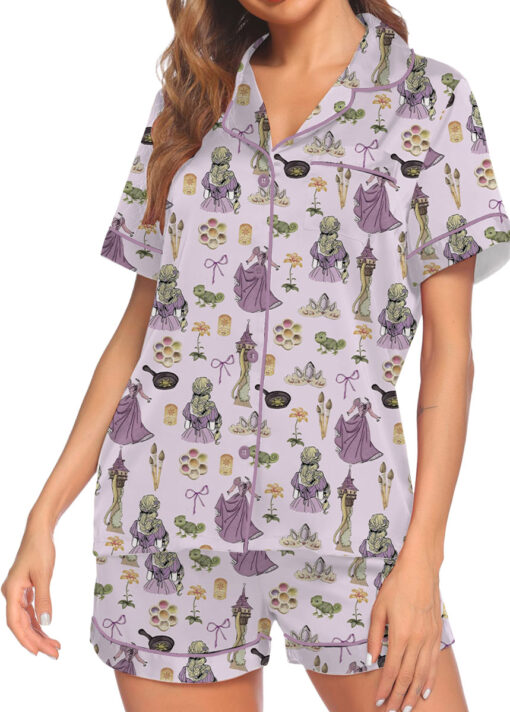 Women's Princesses Back View Pajamas Set For Women, Pastel Lilac Pink Color, US Size S-5XL - Image 2