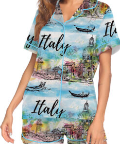 Alternative view of Women's Italy Souvenirs Travel Essentials Pajamas Set For Women, Pastel Blue Color, US Size S-5XL