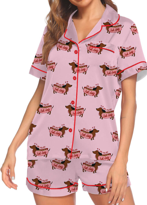 You Are One Hot Dog Satin Pajama Set For Women - Image 4